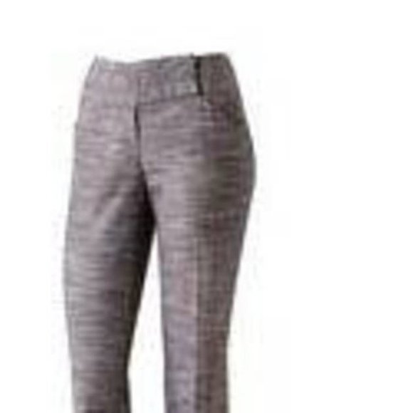 Womens Linen Capris My Michelle 13 Black Gray White Textured Blend Lowrise Pants - Picture 1 of 6